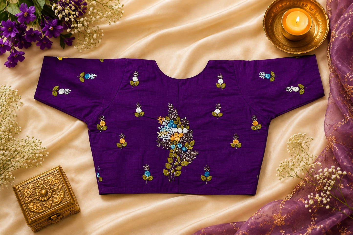 Cotton kundan ready made blouse