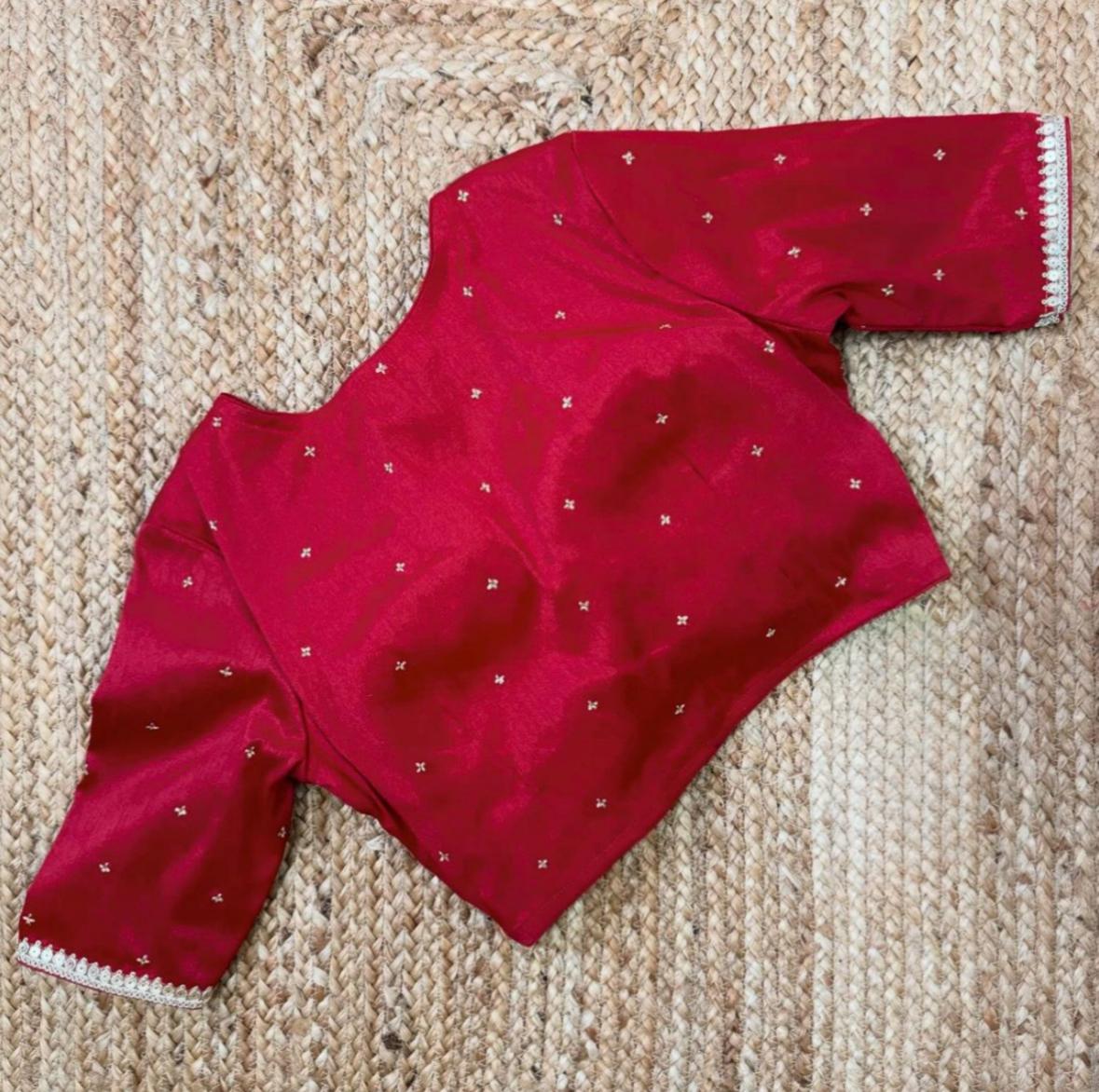 Elite cut v neck with stone work ready made blouse