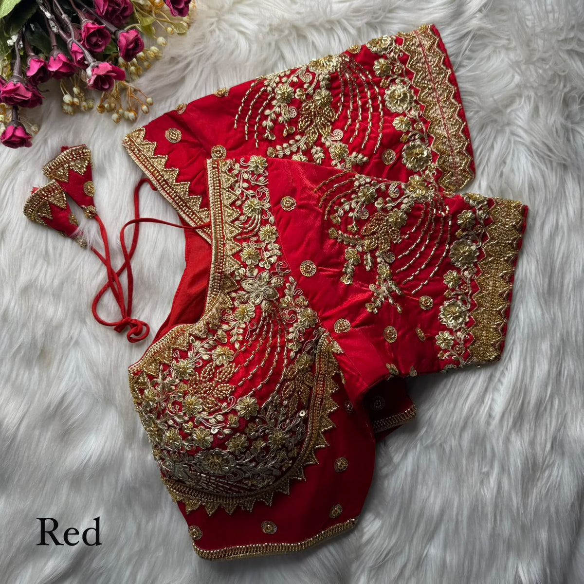 Heavy Beads + Sequins & Codding Work ready made blouse