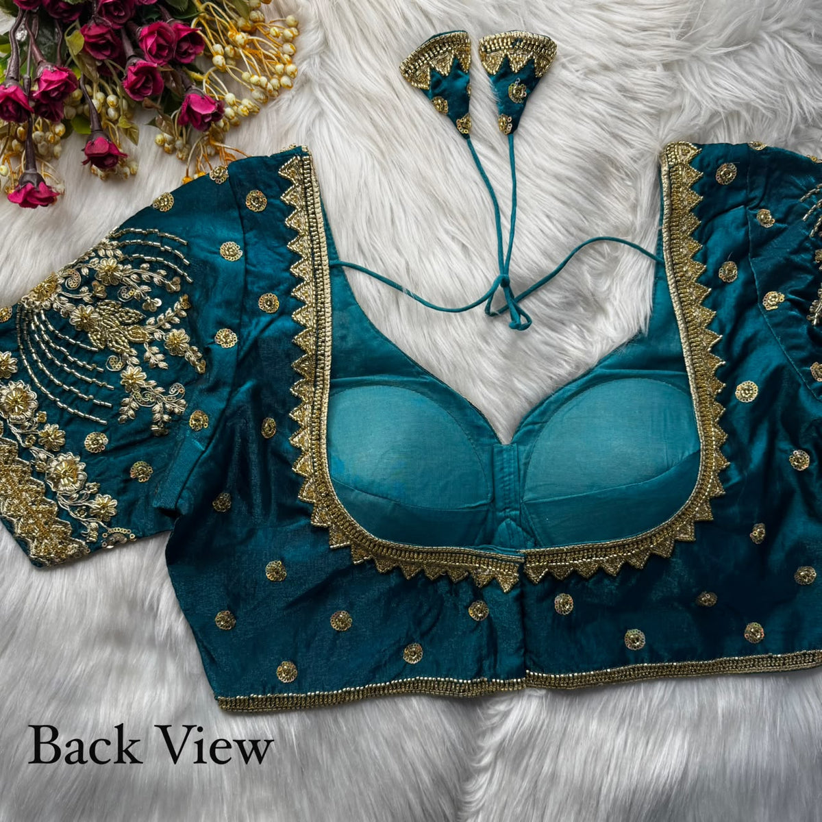 Heavy Beads + Sequins & Codding Work ready made blouse