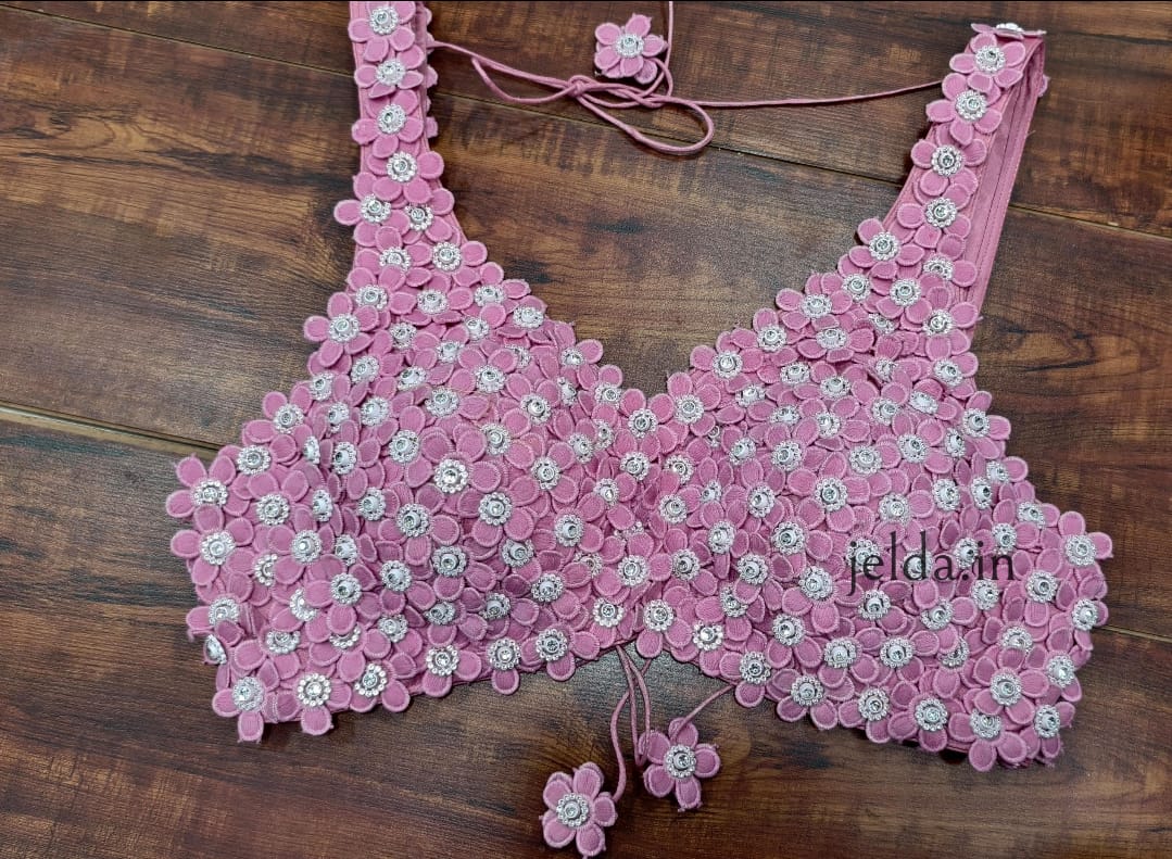 Exclusive Flower beads and lace handwork custom made blouse