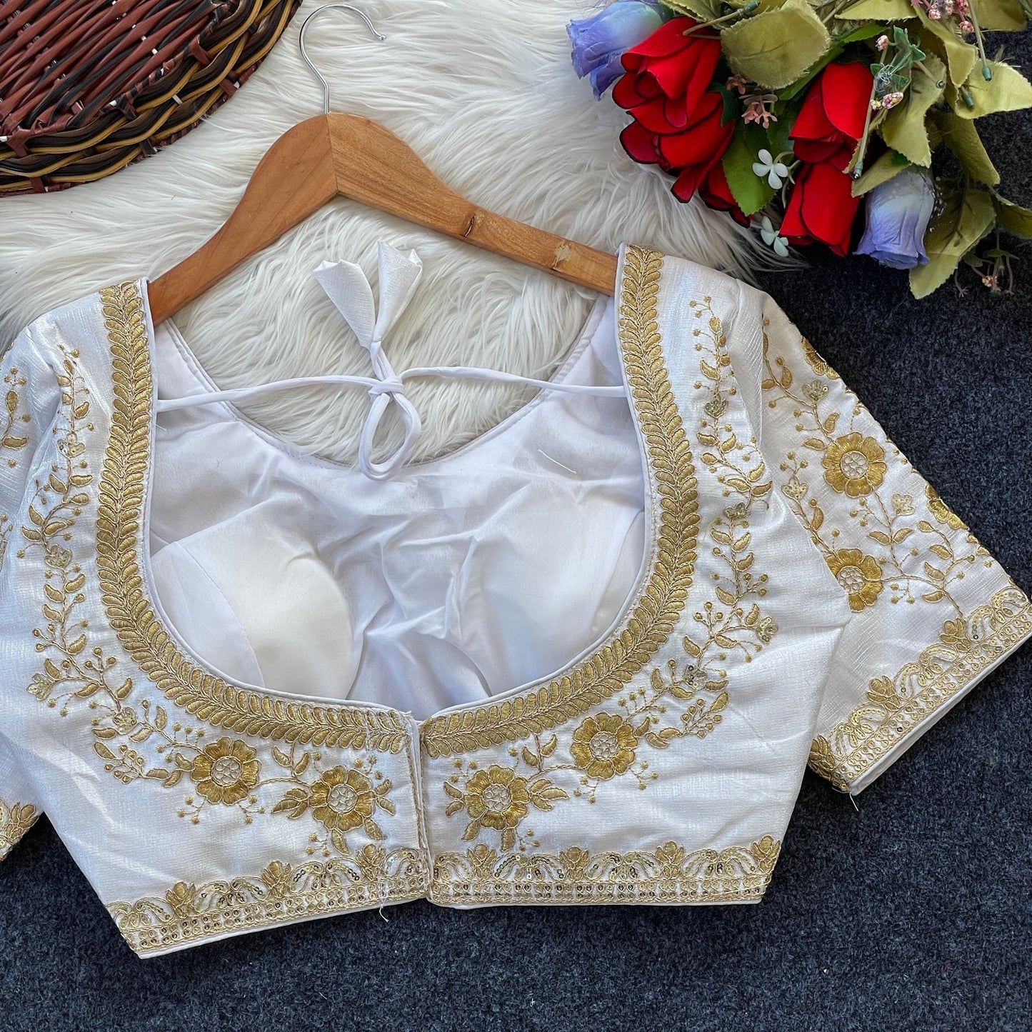 Heavy Milan Silk Embroidery With Beautiful Works Ready Made Blouse