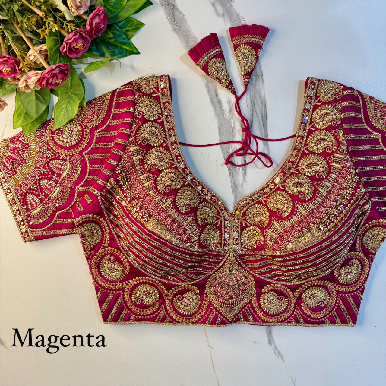 Heavy Zari + Sequins & Beads Work ready made blouse