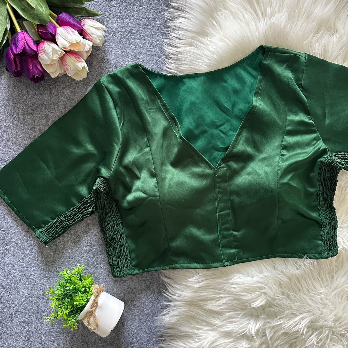 Heavy silk with elastic type ready made blouse