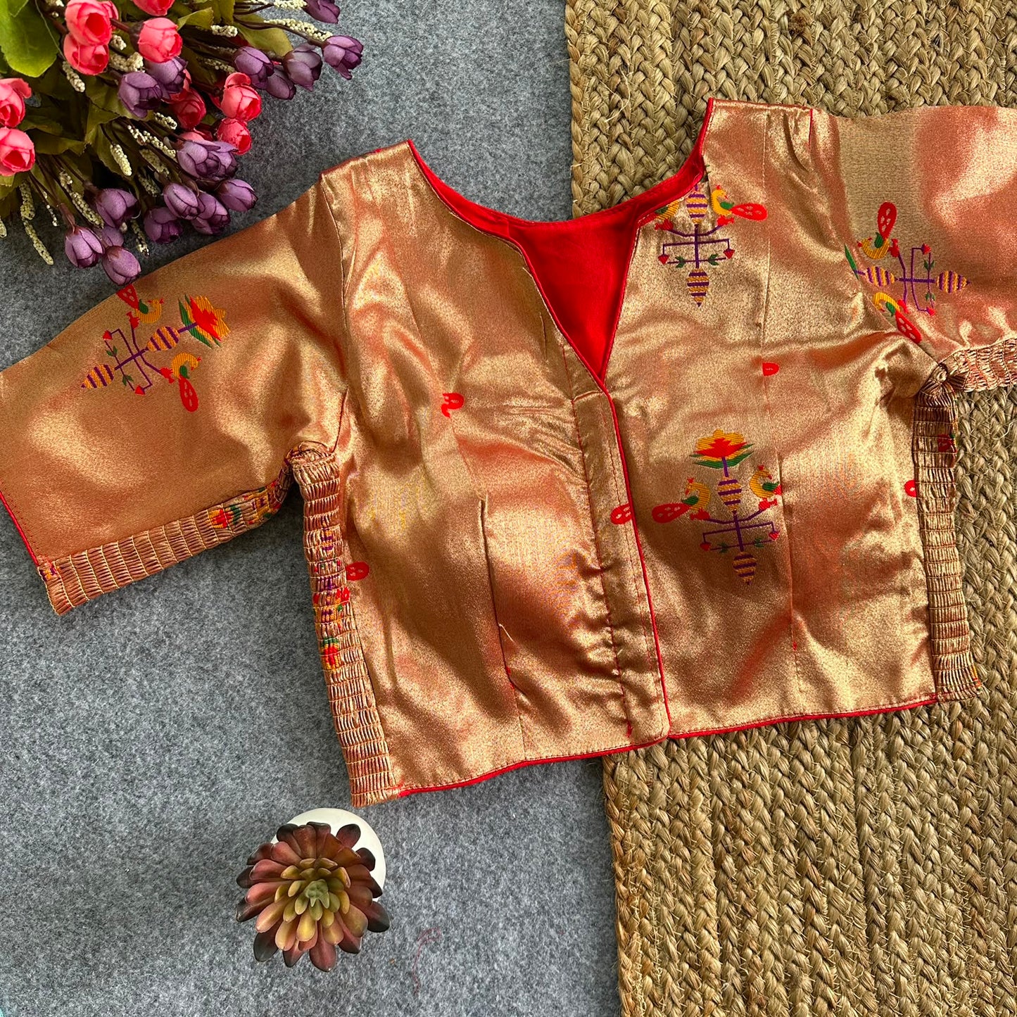 Paithani Elastic ready made blouse