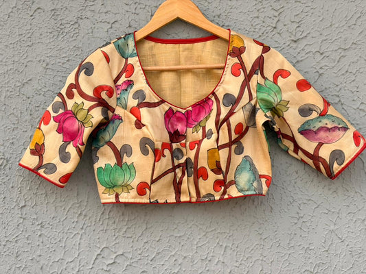Murshidabad silk hand kalamakari designer blouse