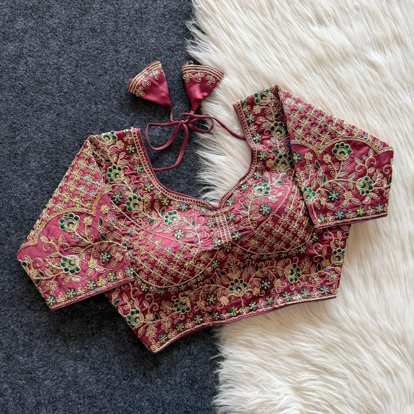 A beautiful  work with  sequins all over ready made blouse