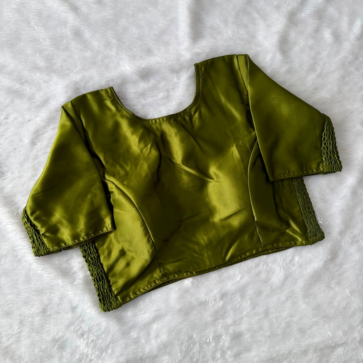 Soft silk fabric with elastic attach for better fitting ready made blouse