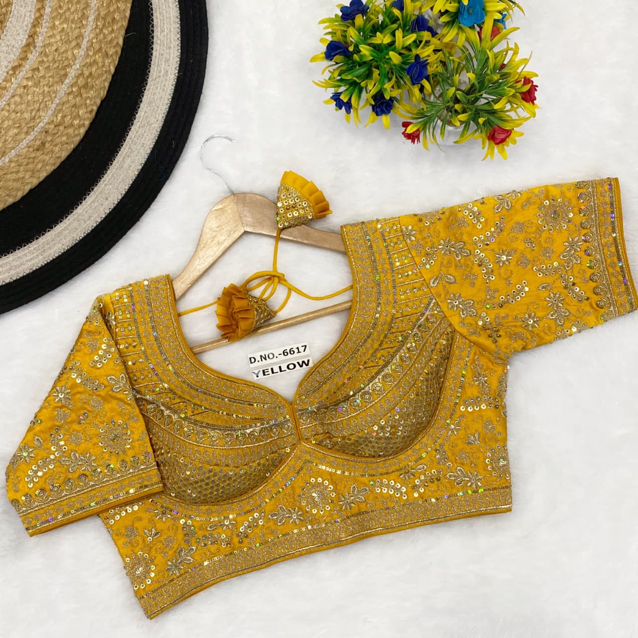Italiyan silk embroidery ready made blouse