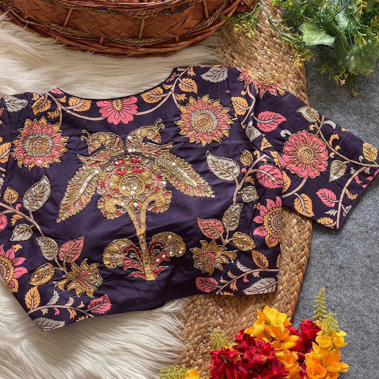 Pure cotton print silk ready made blouse