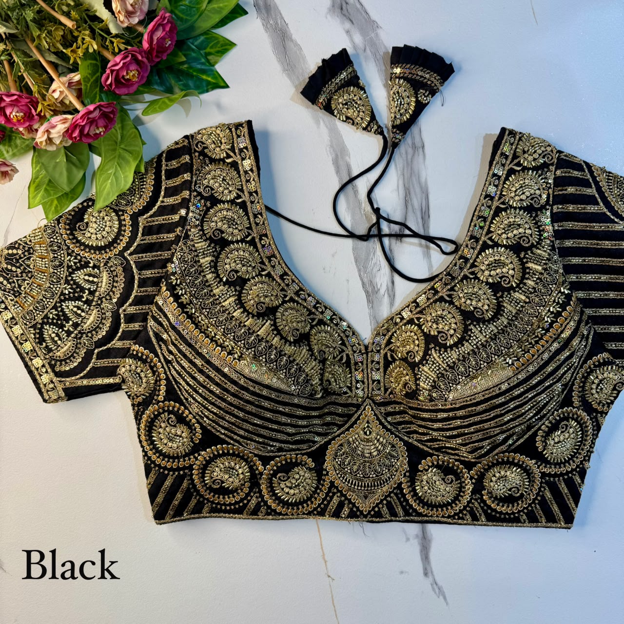 Heavy Zari + Sequins & Beads Work ready made blouse