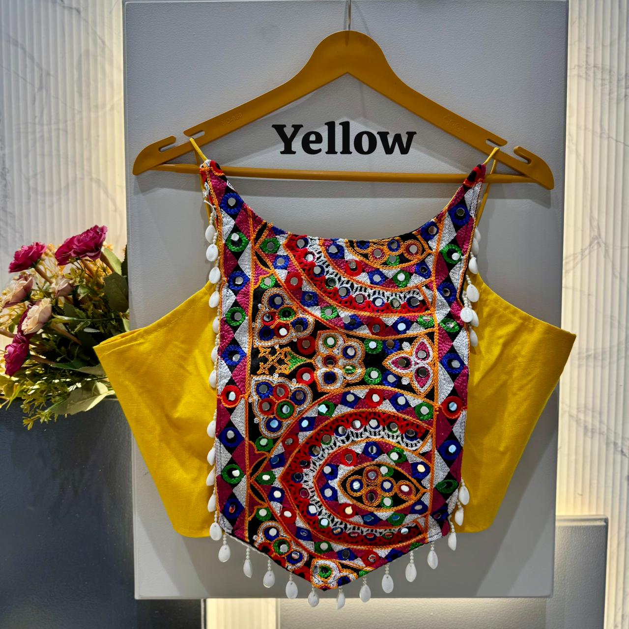 Heavy thread & hand mirror work ready made blouse
