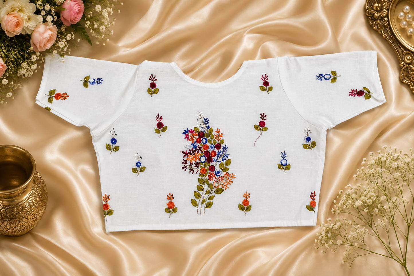 Cotton kundan ready made blouse