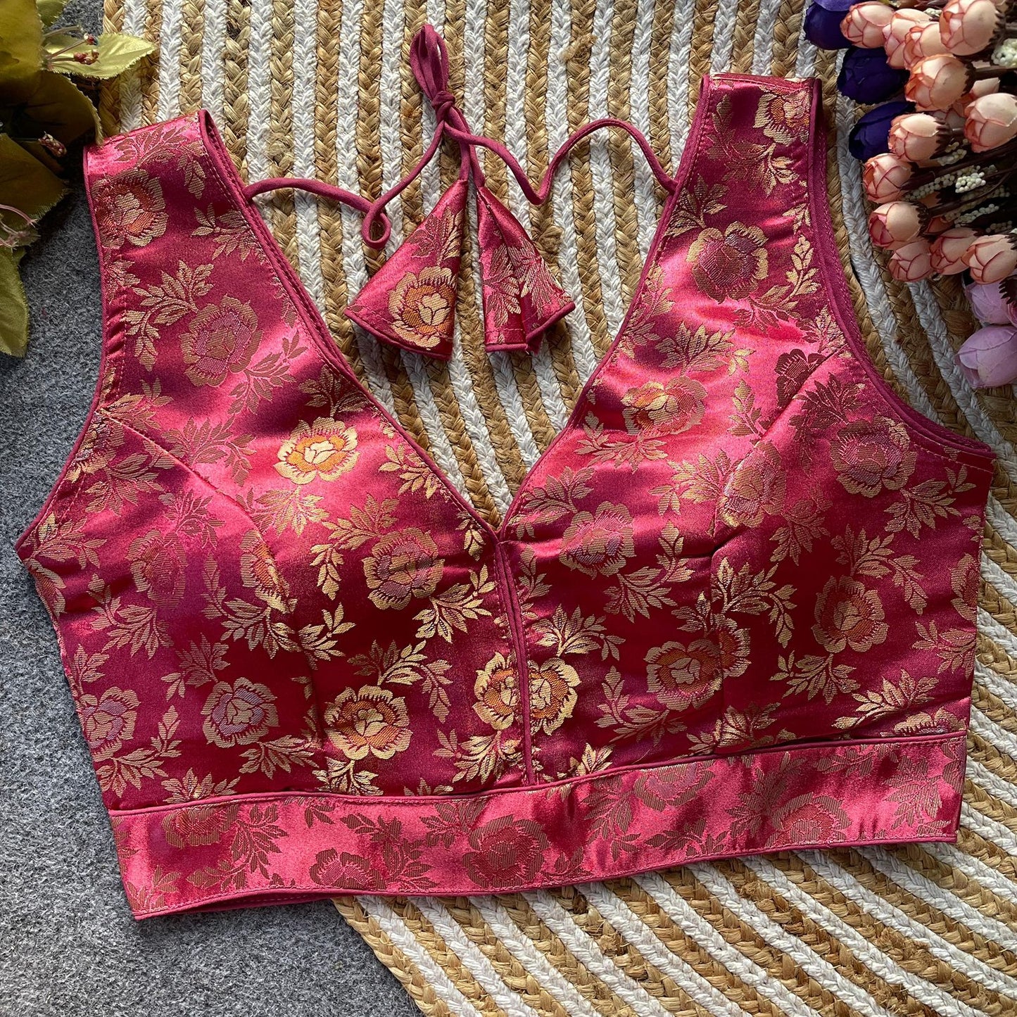 Dola silk sleeveless ready made blouse