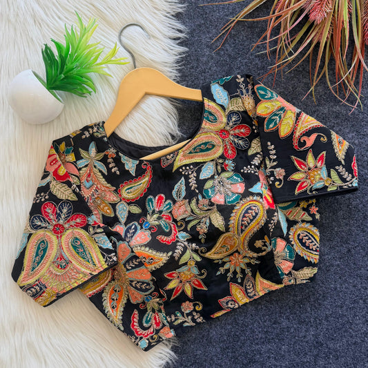 Beautiful flower print all over ready made blouse