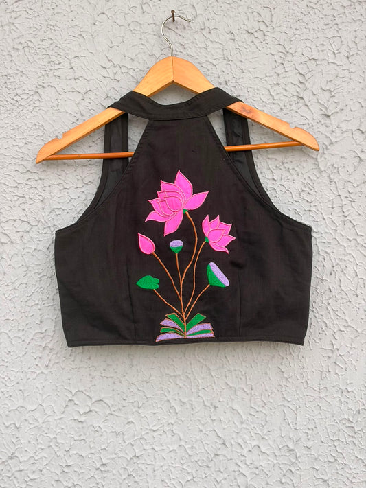 Cotton halter neck  Embroidered designer blouse