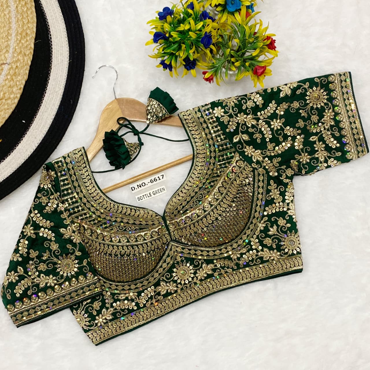 Italiyan silk embroidery ready made blouse