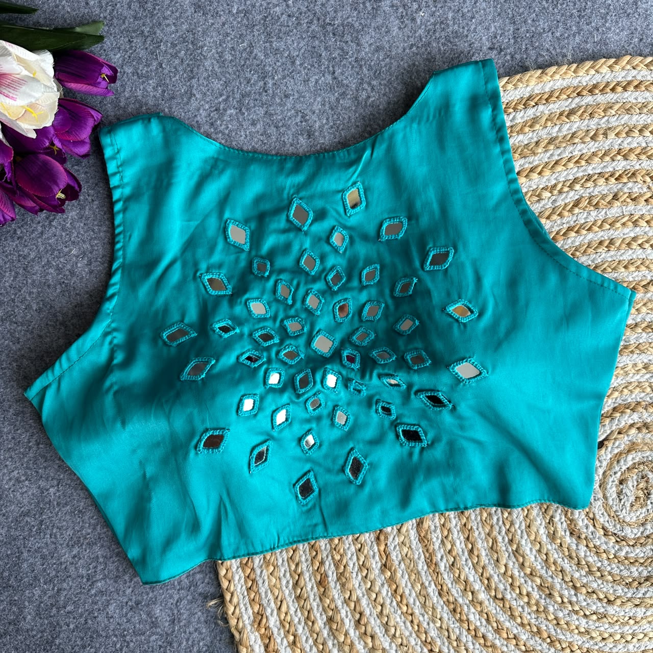 Heavy Satin Hand Mirror ready made blouse