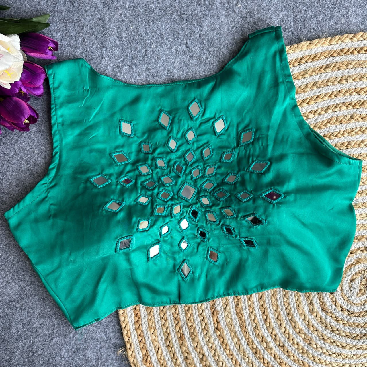 Heavy Satin Hand Mirror ready made blouse