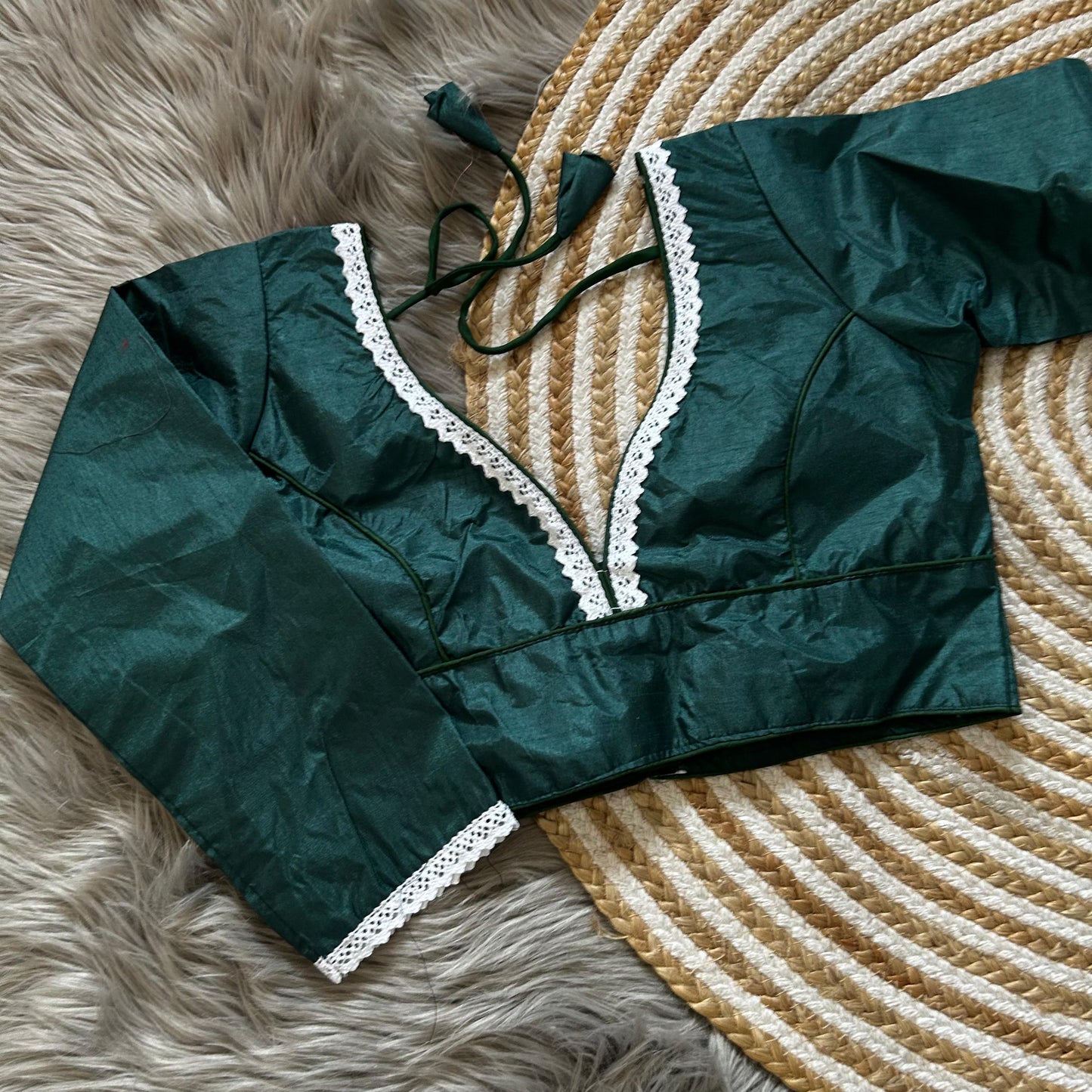 Pure Dola Silk full sleeve ready made blouse