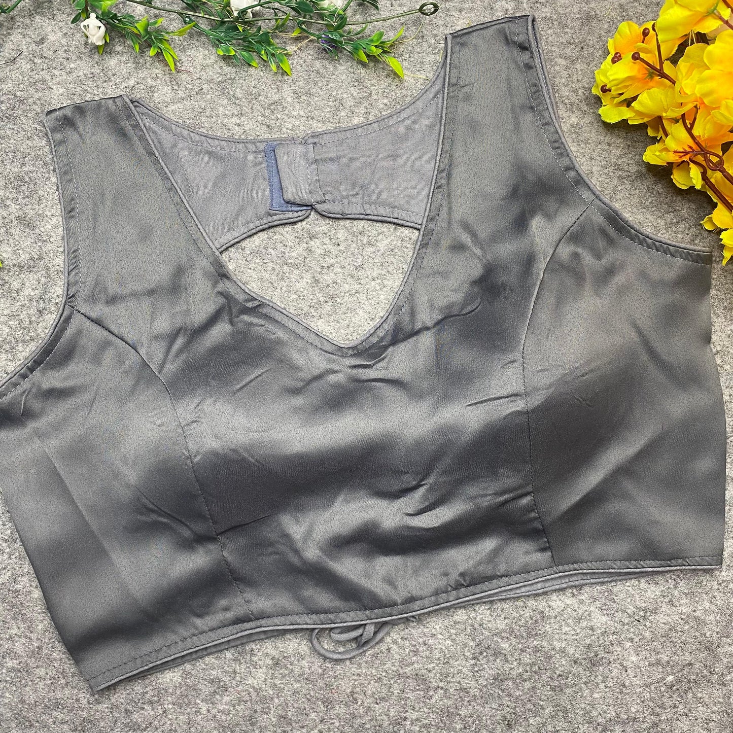 Pure Malai Satin sleeveless ready made blouse