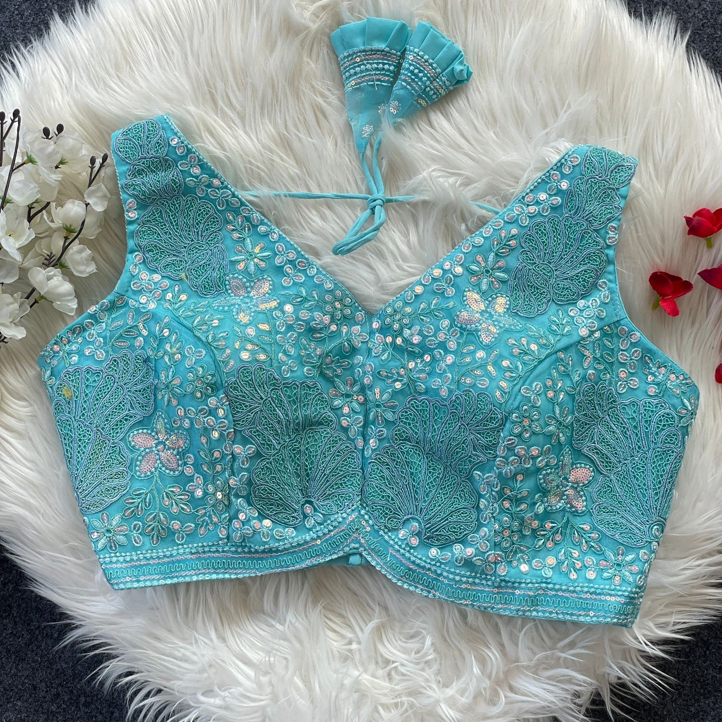 Heavy power net ready made blouse