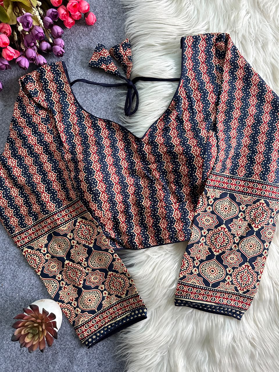 Ajrakh Cotton ready made blouse