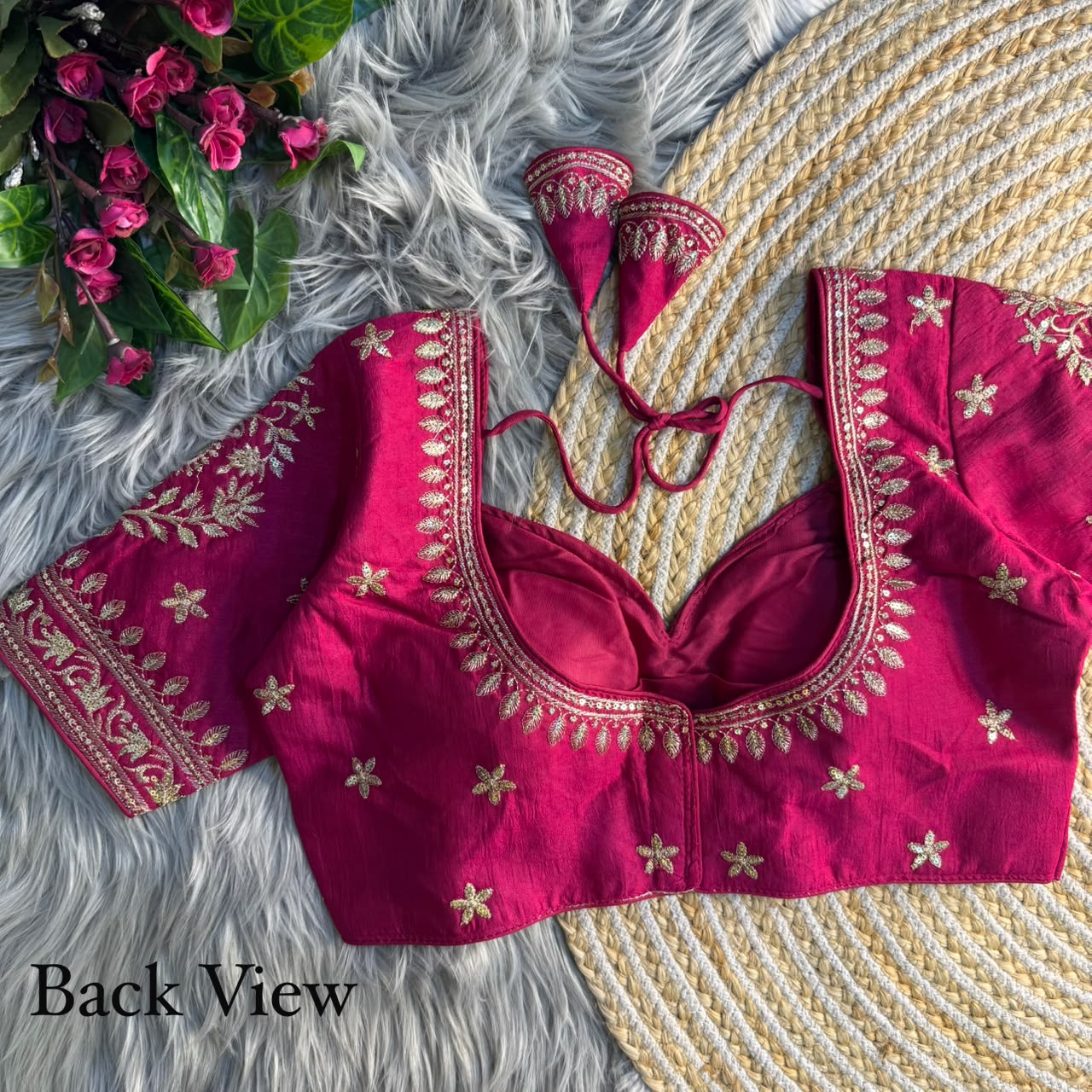 Heavy zari sequins work ready made blouse