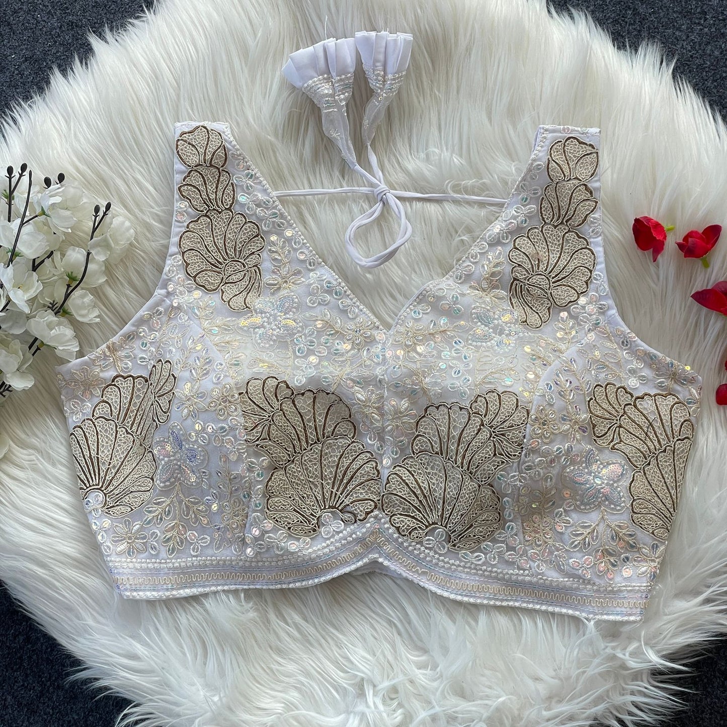 Heavy power net ready made blouse