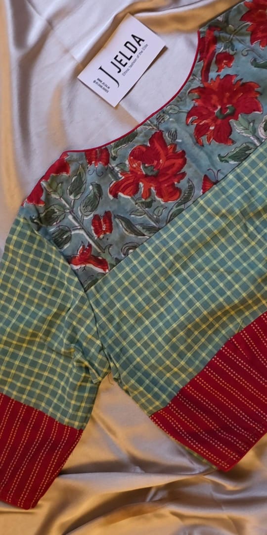 Cotton checked designer blouse