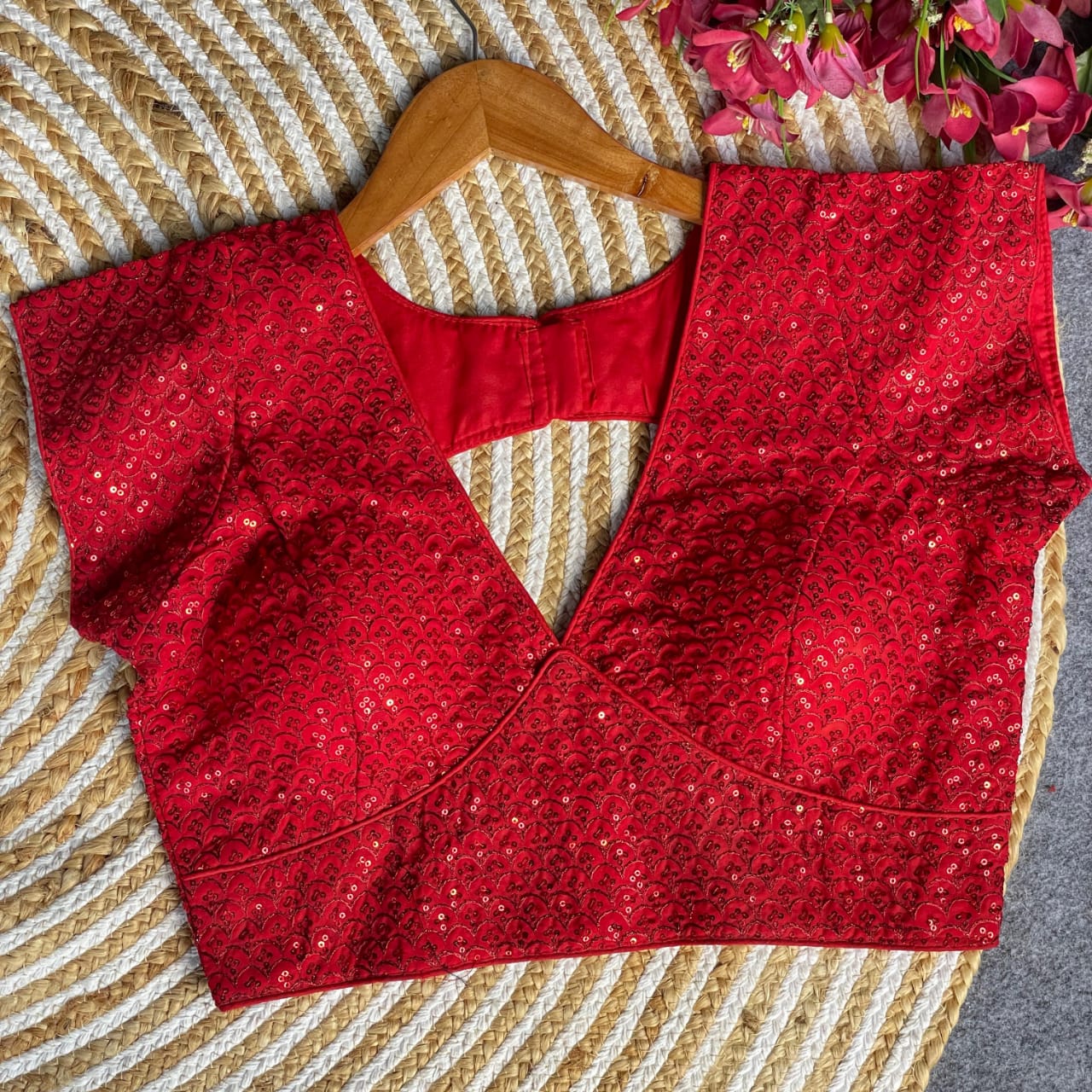 Launching new designer heavy georgette with sequins work ready made blouse