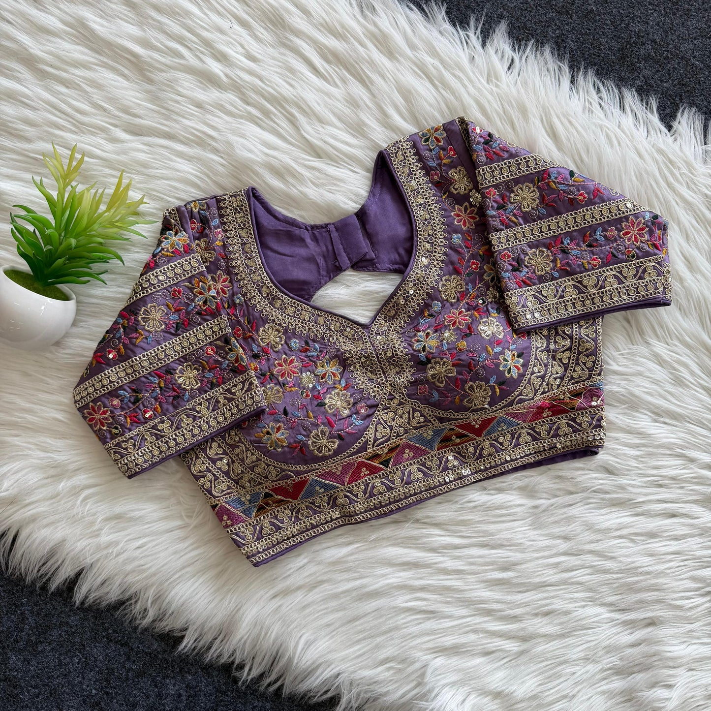 A beautiful work with sequins all over ready made blouse