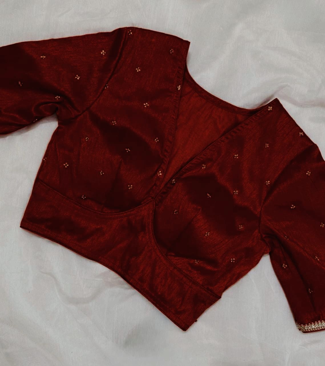 Elite cut v neck with stone work ready made blouse