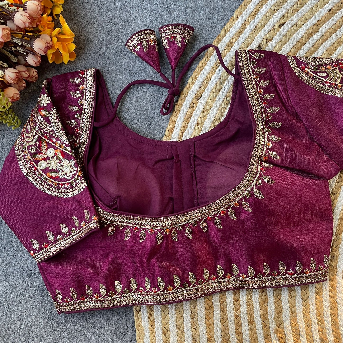 Heavy Embroidery With Beautiful Works  ready made blouse