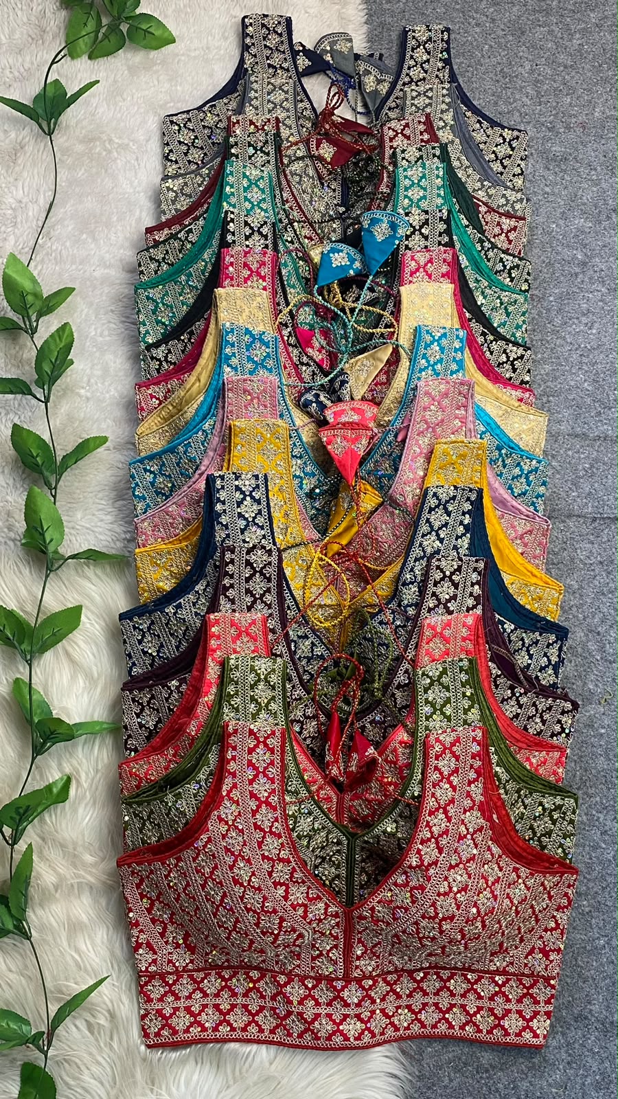 Heavy Embroidery + Sequins Work ready made blouse