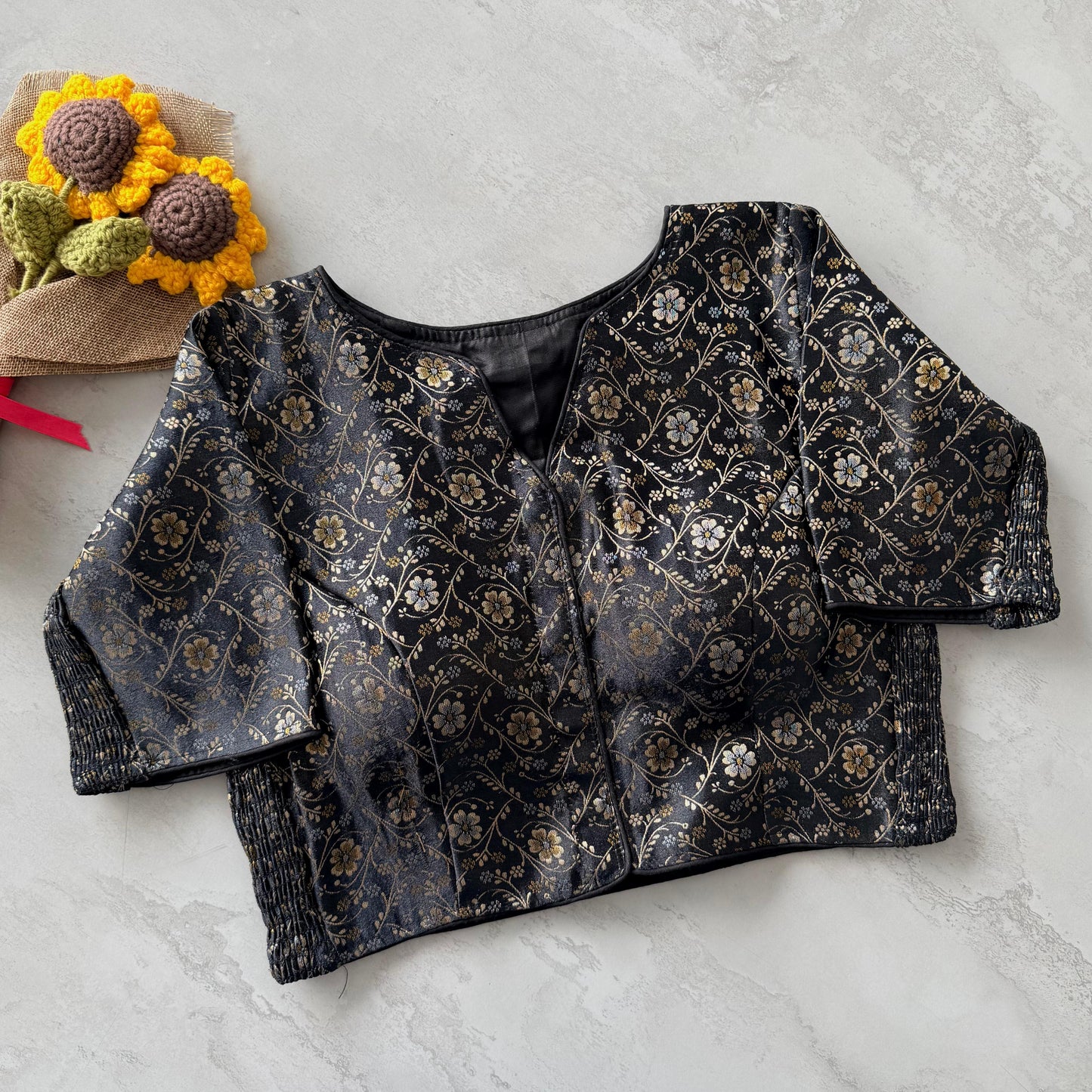 A beauty of weaving work all over ready made blouse