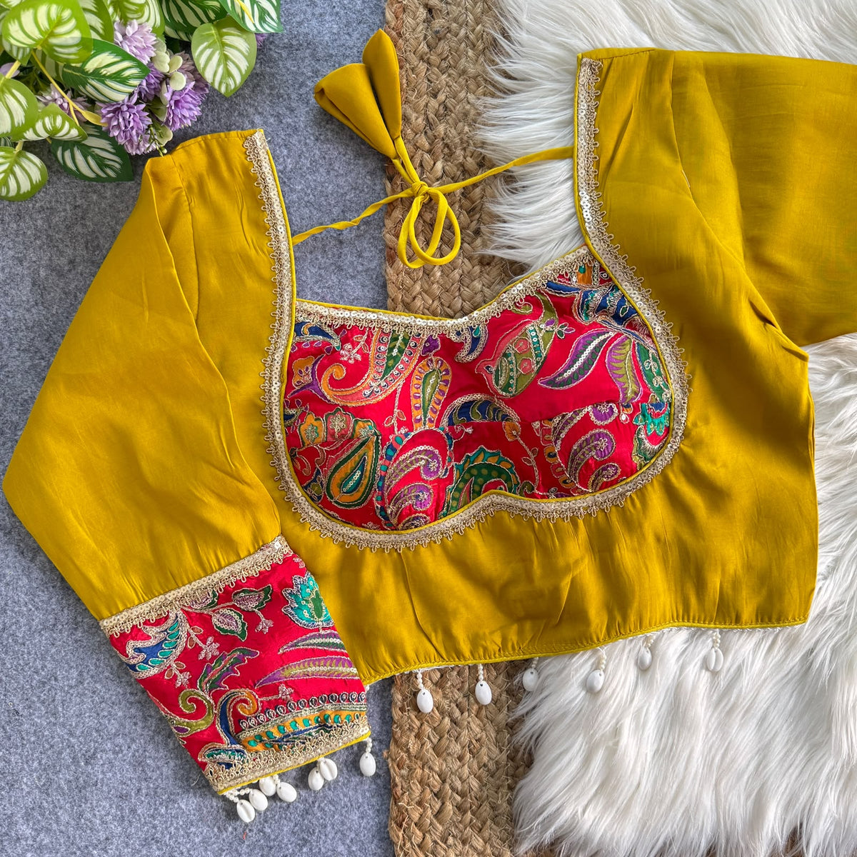 Heavy Chinon Position Print ready made blouse