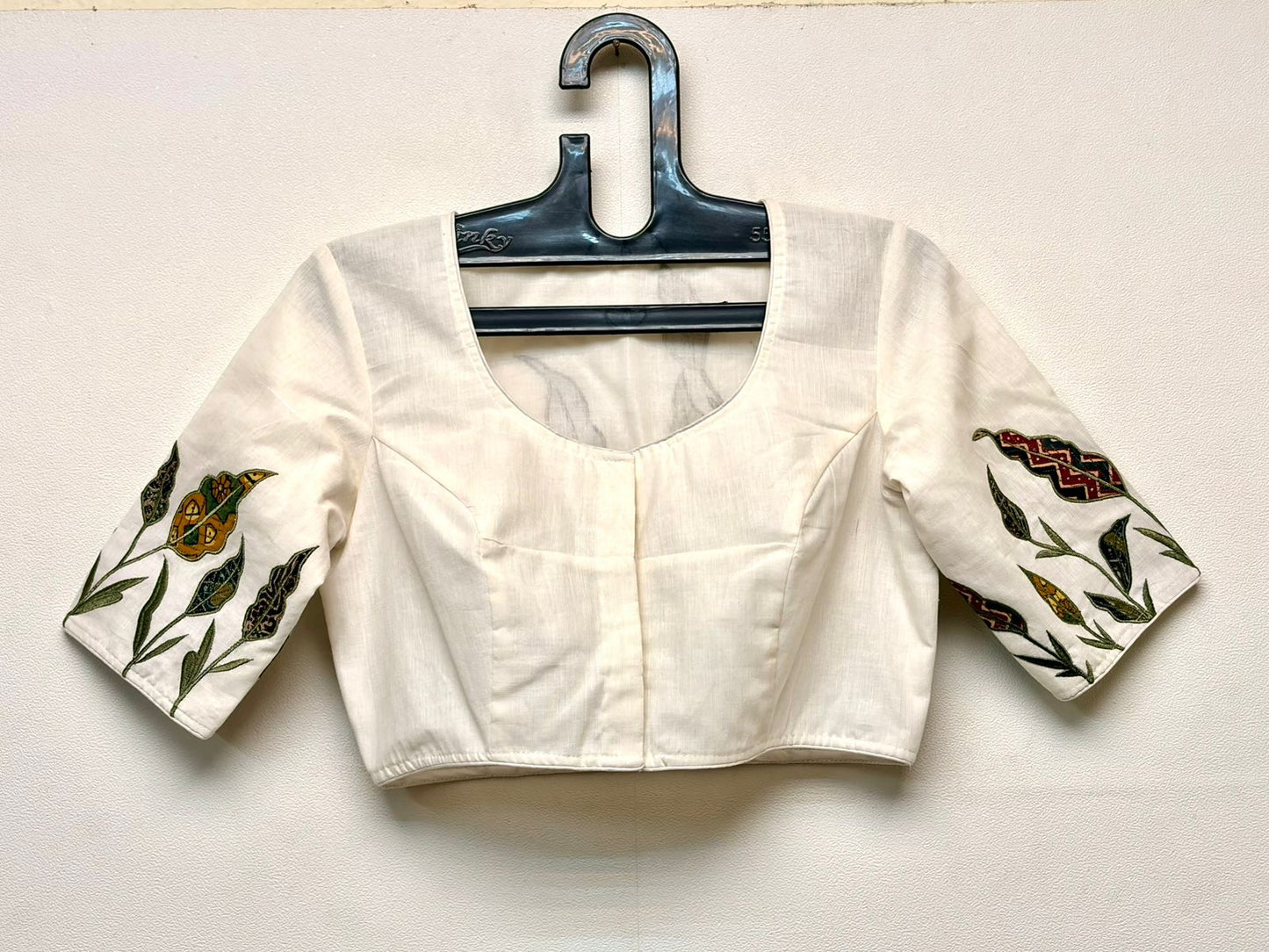 Cotton hand embroidered patch work designer blouse