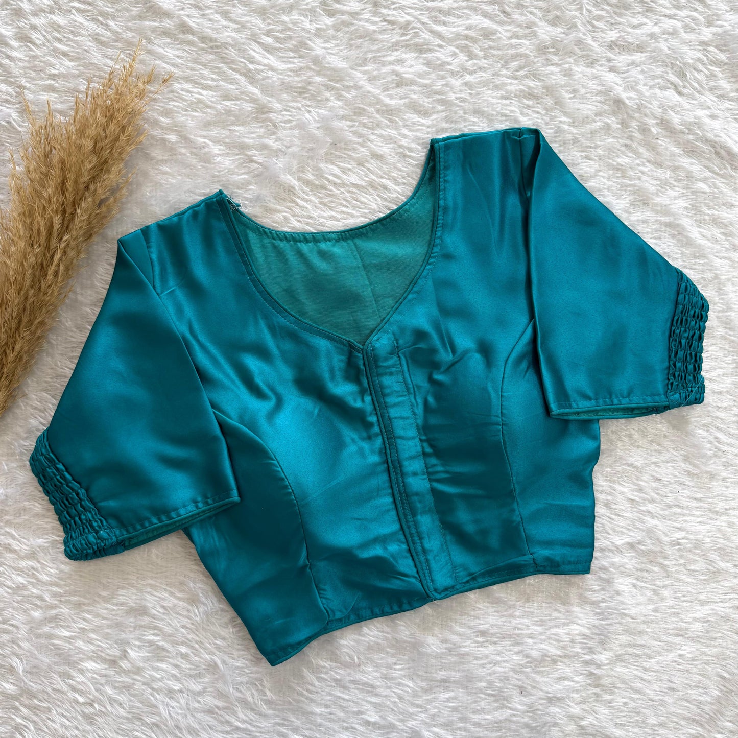 Soft silk fabric with elastic attach for better fitting ready made blouse
