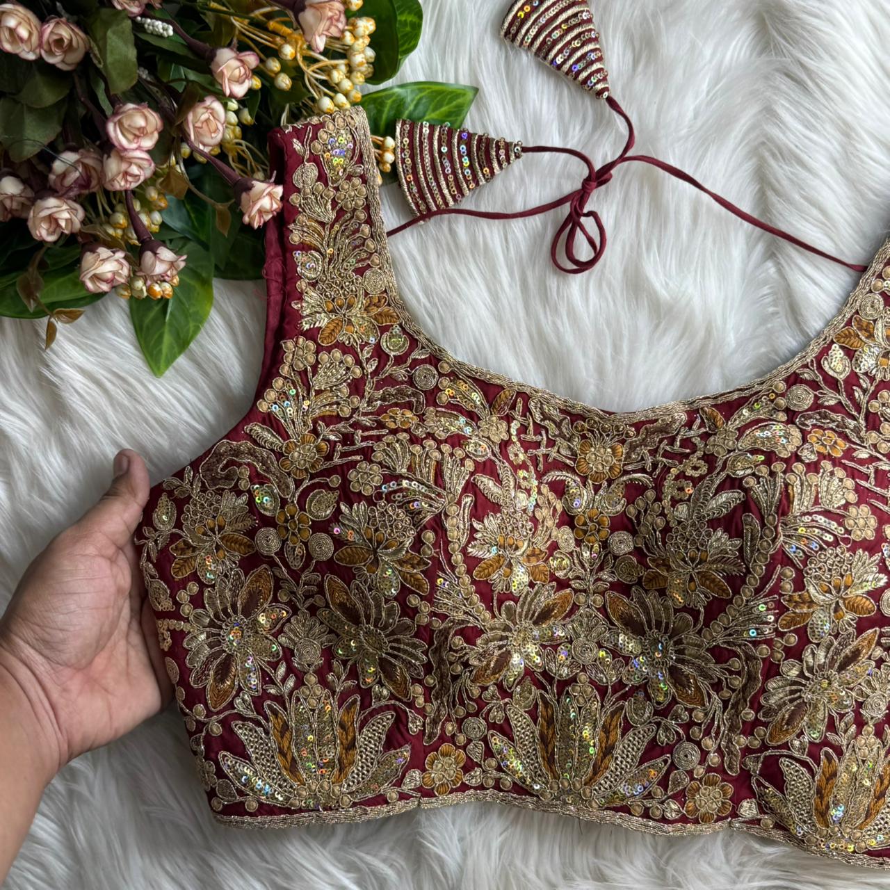 Heavy Pure Soft Roman Silk With Tricot Fuising ready made blouse