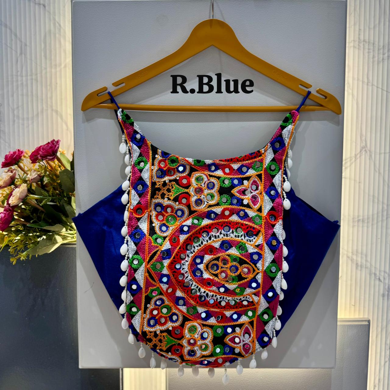 Heavy thread & hand mirror work ready made blouse