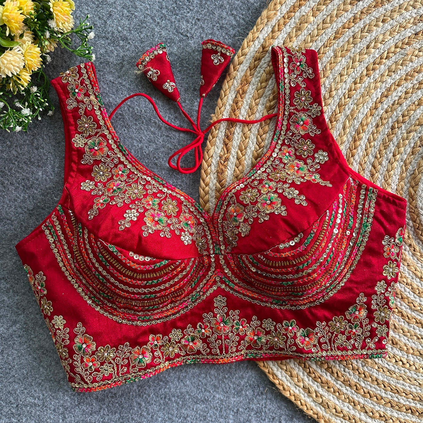 Heavy Zari + Sequins & Beads Work ready made blouse