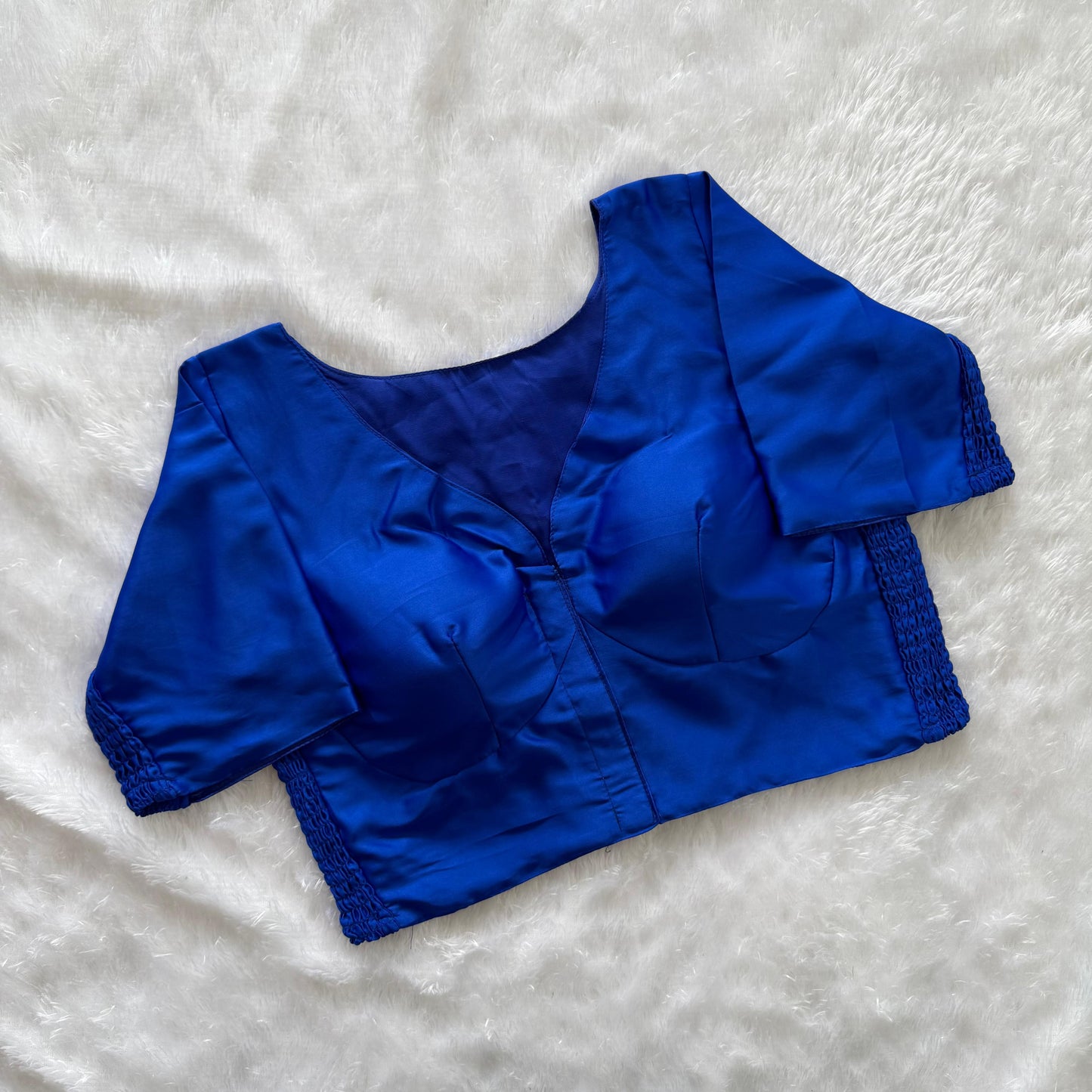 Soft silk fabric with elastic attach for better fitting  ready made blouse