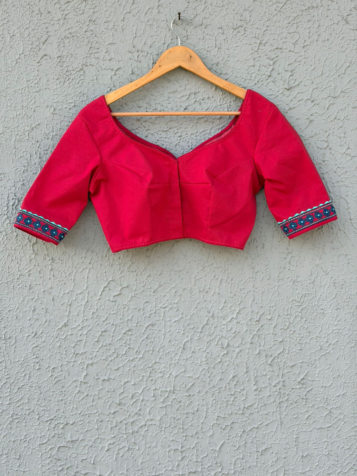 Cotton mirror embroidered designer blouse