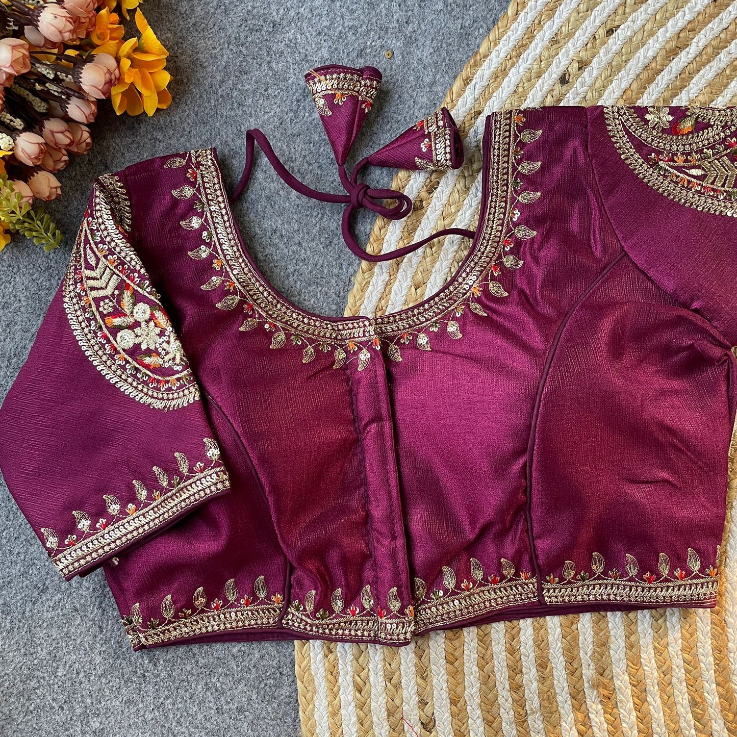 Heavy Embroidery With Beautiful Works  ready made blouse