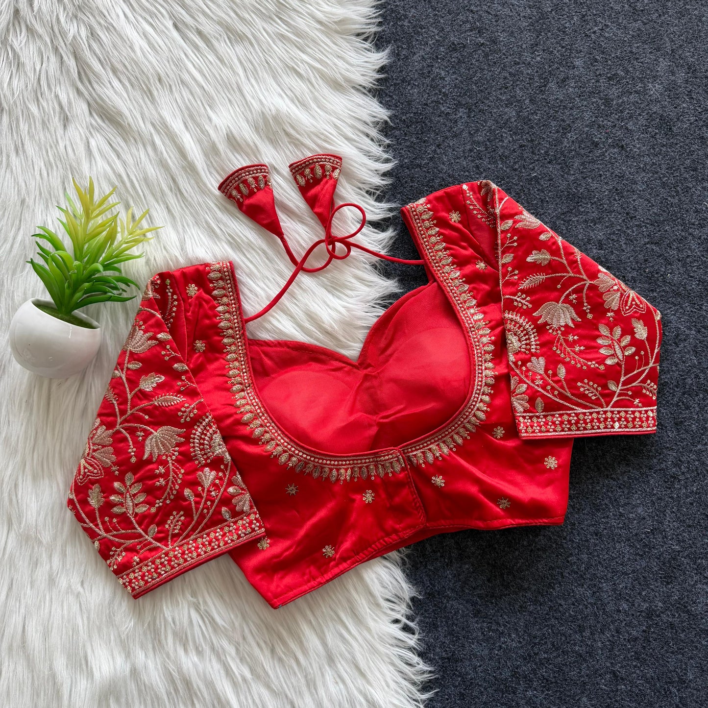 A beautiful  work with  sequence all over ready made blouse