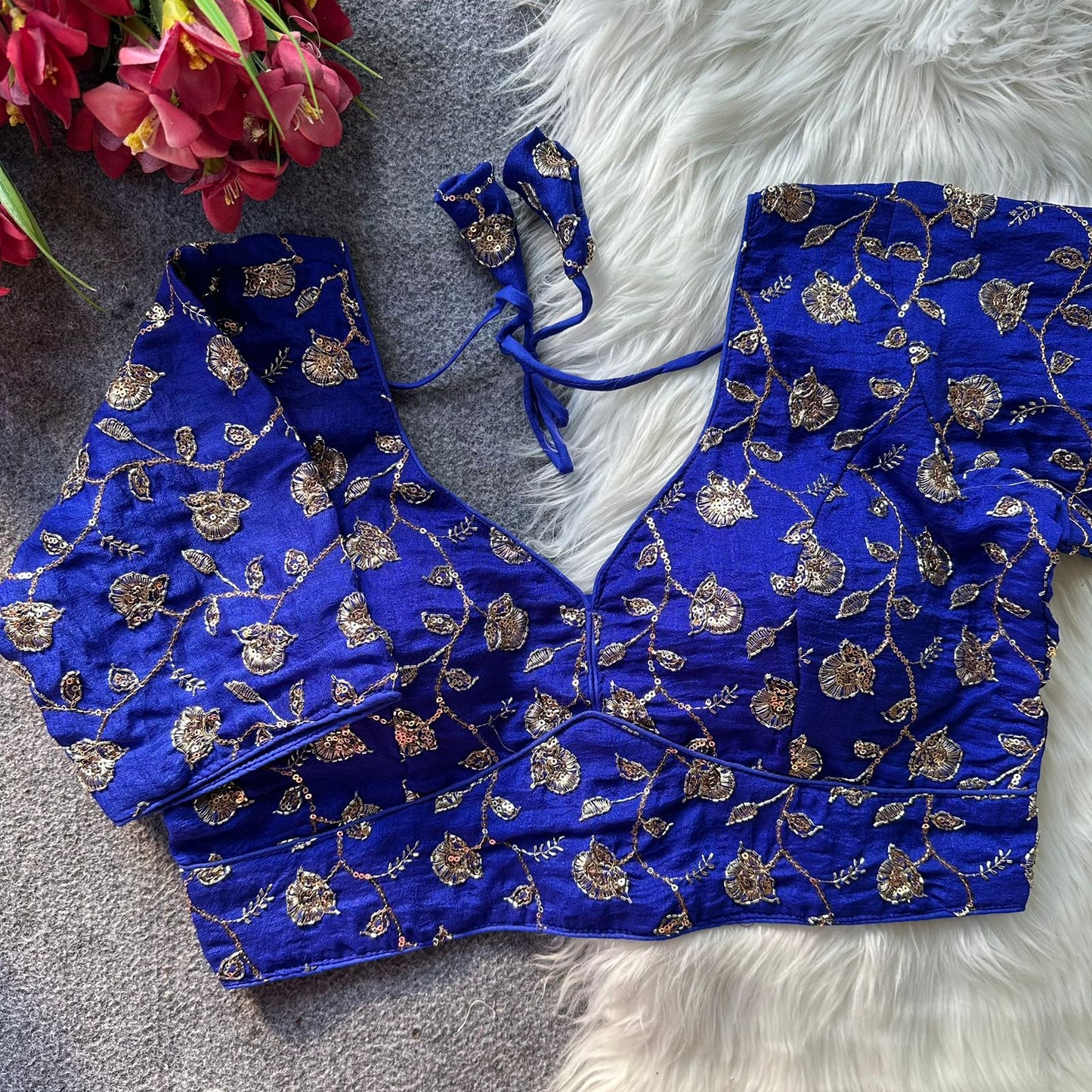 Pure soft vichitra silk ready made blouse