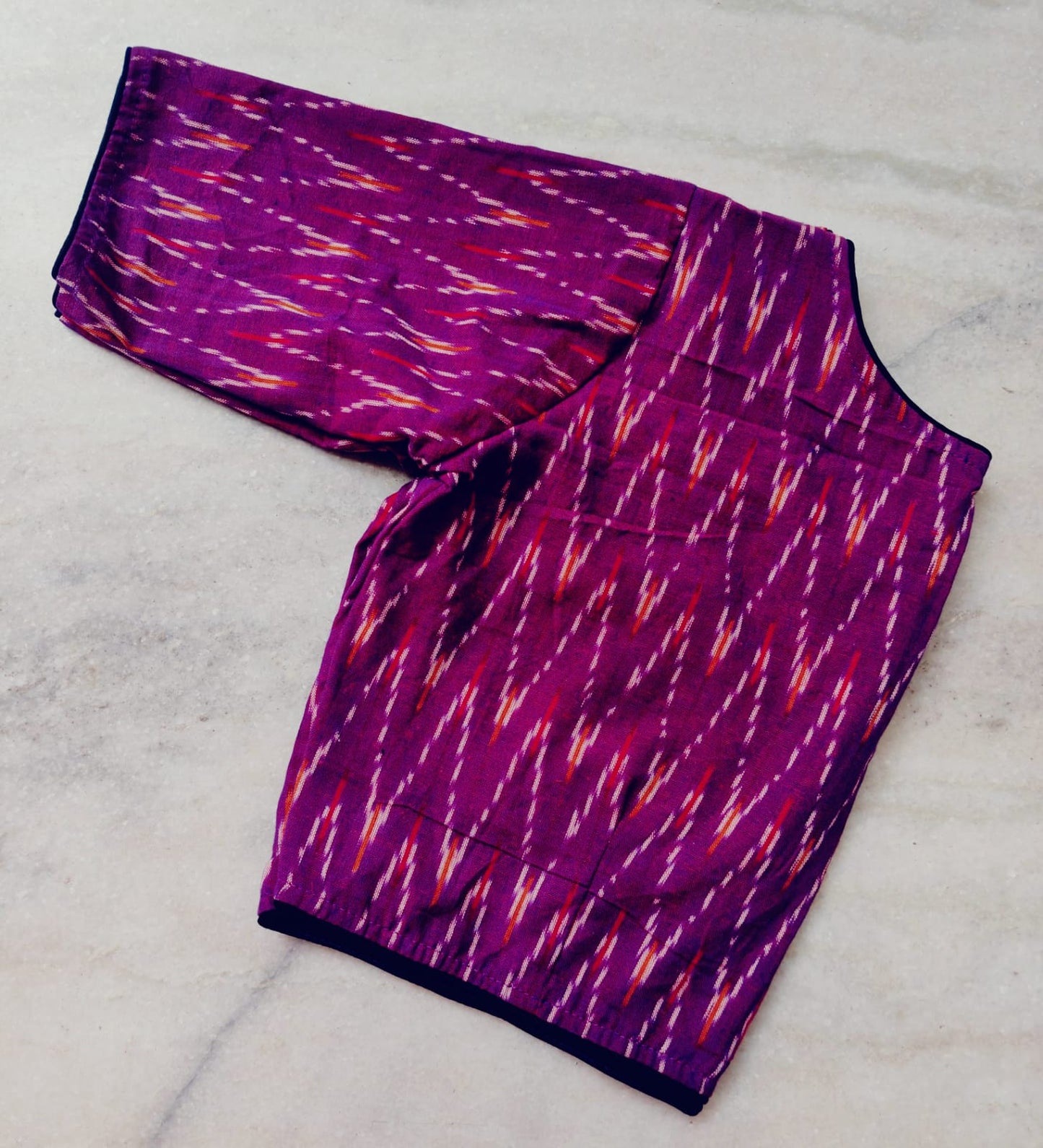 Ikkat boatneck ready made blouse