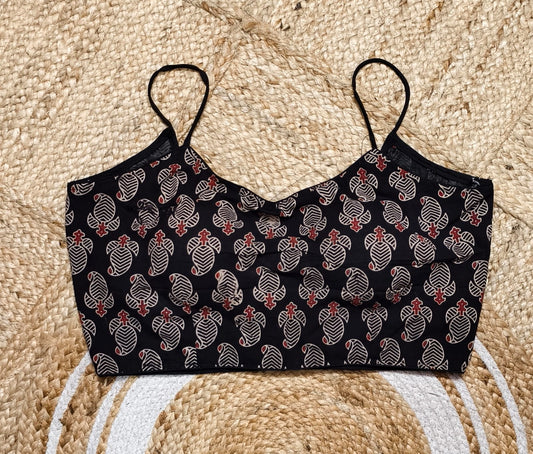 AJRAKH SHOLDER STRAPS/ NUDDLUS - PREMIUM READY MADE BLOUSE