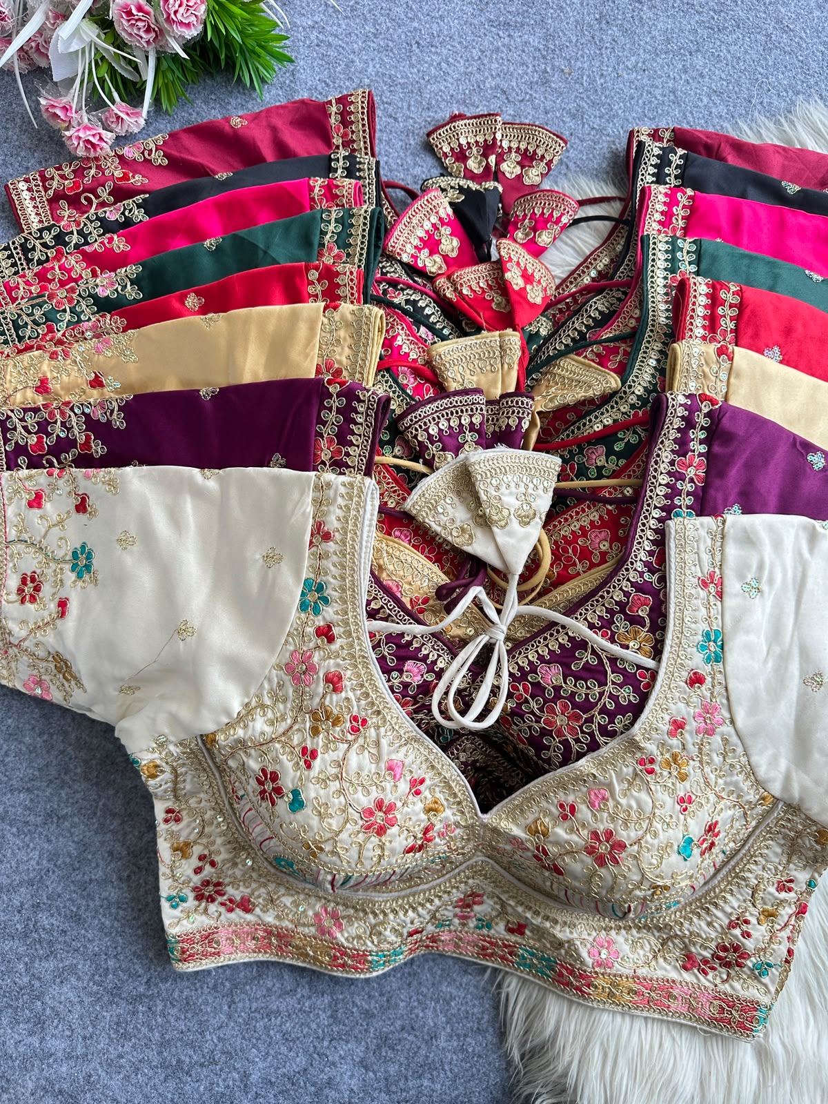 Heavy Embroidery Work ready made blouse